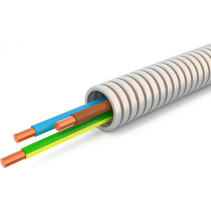 Voorbedrade flexibele buis 100m 3x2,5mm² 16mm halogeenvrij, Doe-het-zelf en Bouw, Elektriciteit en Kabels, Nieuw, Verzenden