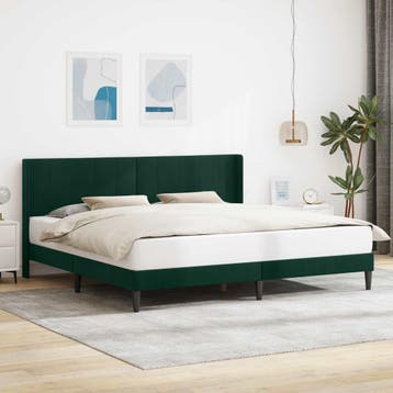 vidaXL Bedframe met hoofdeinde Donkergroen 200 x 200 cm, Verzenden
