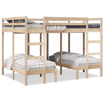 vidaXL Stapelbed 3-voudig massief grenenhout 140x200/70x140, Huis en Inrichting, Slaapkamer | Bedden, Verzenden, Nieuw