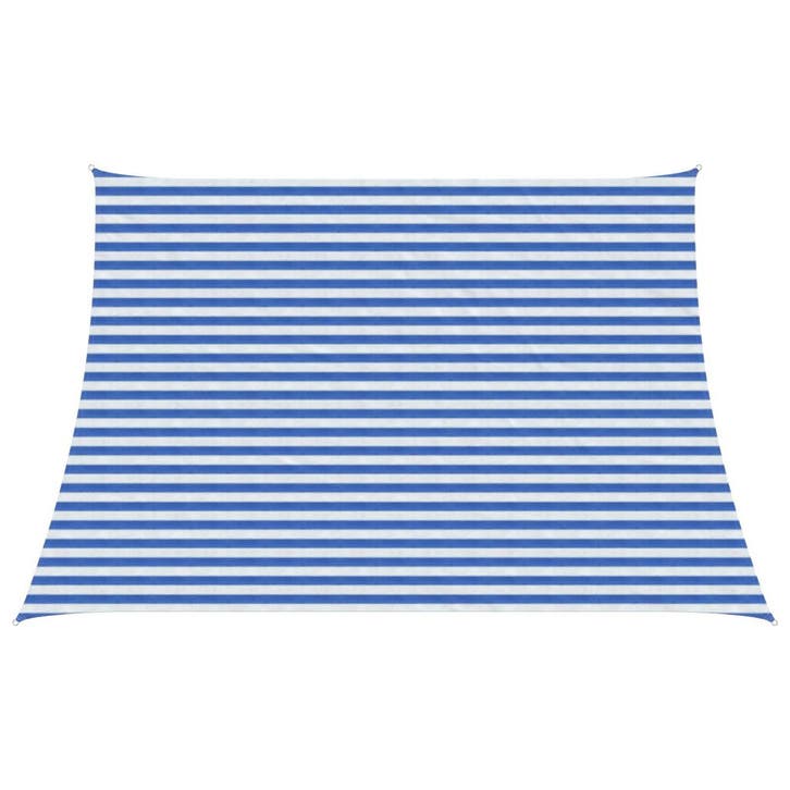 vidaXL Zonneschaduwzeil Blauw en Wit 4 / 5 x 3 m HDPE, Jardin & Terrasse, Parasols, Envoi
