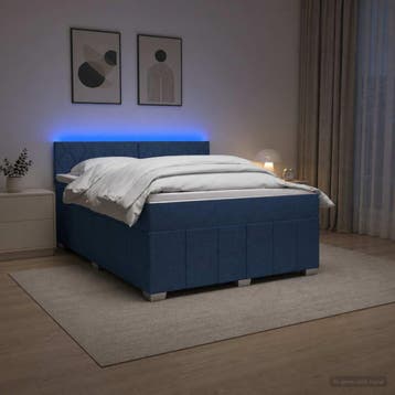 vidaXL Boxspringbed met matras met hoofdeinde Blauw 160 x, Verzenden, Nieuw