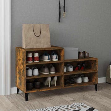 vidaXL Schoenenkast 102x36x60 cm bewerkt hout gerookt, Verzenden