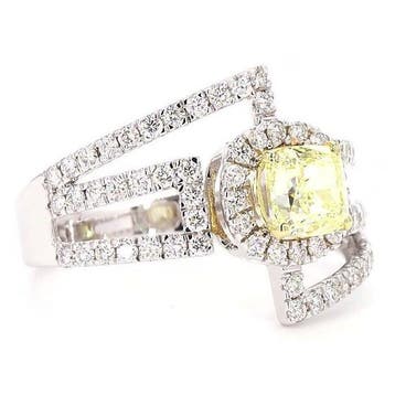 Statement ring - 18 karaat Witgoud - 1.39ct. tw. Geel
