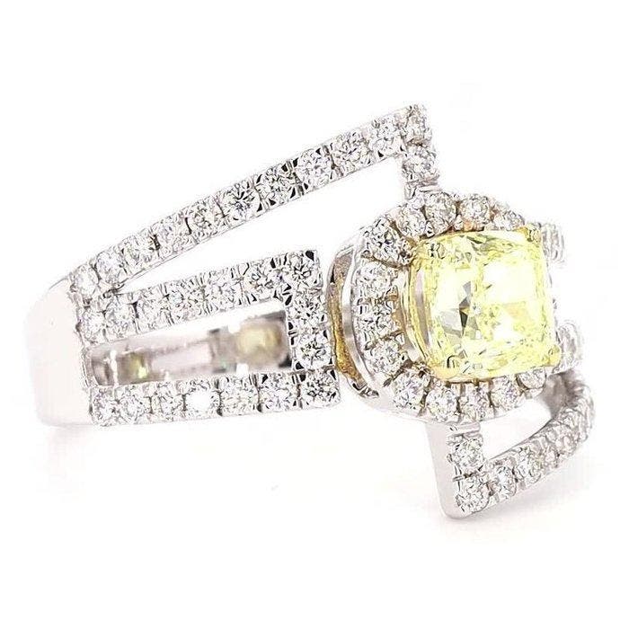 Statement ring - 18 karaat Witgoud - 1.39ct. tw. Geel, Handtassen en Accessoires, Antieke sieraden