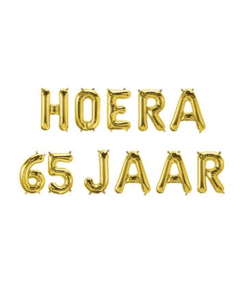 Gouden Ballonnen Set 65 Jaar Hoera 1,9m, Verzenden