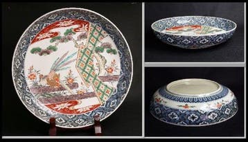Grote Ko-Imari Kinrande Charger met vogel- en bloemontwerp -
