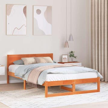 vidaXL Bedframe Wasbruin 120 x 190 cm Massief grenenhout, Huis en Inrichting, Verzenden, Nieuw
