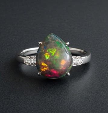 Welo-opaal uit Ethiopië. Prachtige, intense kleuren. Ring, Verzamelen