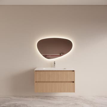 Badmeubelset BWS Riga Met Asia Wastafel Wit 100 cm Licht, Ophalen of Verzenden, Bad