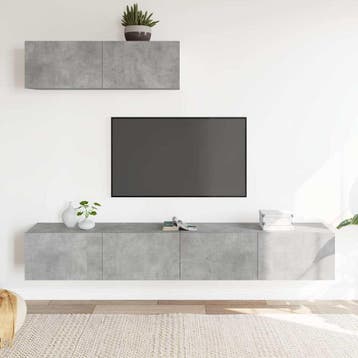 vidaXL 3-delige Tv-meubelset bewerkt hout betongrijs, Verzenden