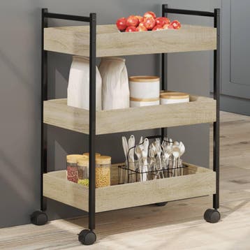 vidaXL Keukentrolley 50x30x70 cm bewerkt hout sonoma, Huis en Inrichting, Verzenden, Nieuw