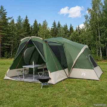 vidaXL Kamer Tent met Waterdichte Regenfly 10-persoons Groen, Verzenden, Nieuw