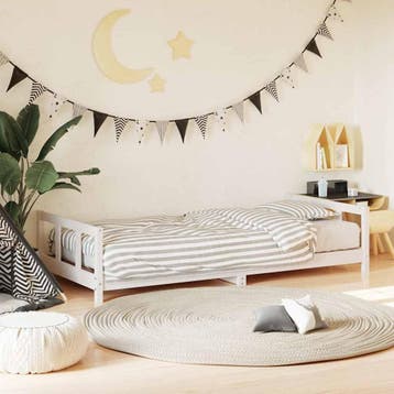 vidaXL Kinderbedframe 90x200 cm massief grenenhout wit, Kinderen en Baby's, Kinderkamer | Bedden, Verzenden, Nieuw