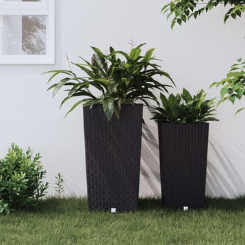 vidaXL Plantenbak met uitneembare bak rattan-look 21/49 L PP, Verzenden, Nieuw