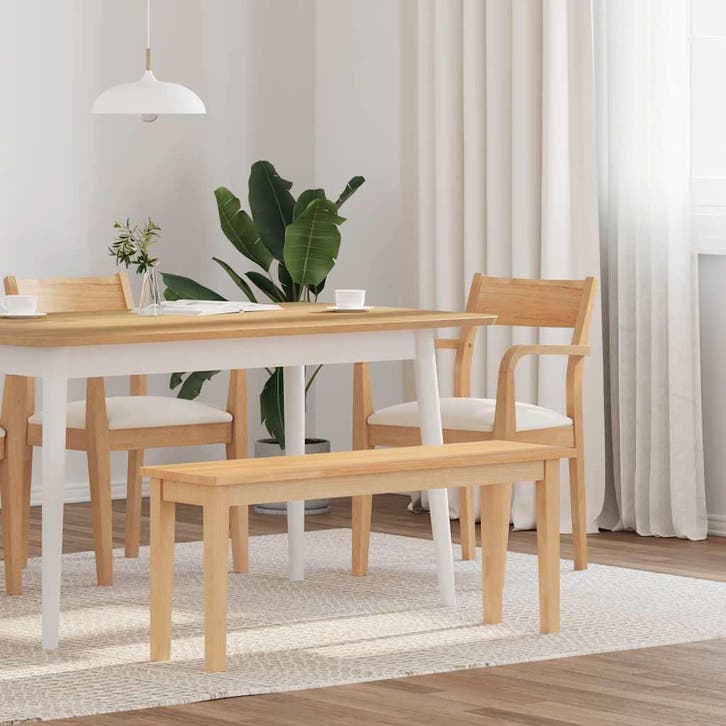 vidaXL Bank 110 cm massief hout rubber, Maison & Meubles, Chaises, Envoi