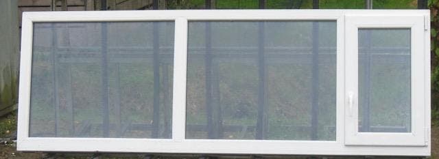 pvc raam , chassis , venster 252 x 81 wit / antraciet 7016, Doe-het-zelf en Bouw, Raamkozijnen en Schuifdeuren, Inclusief glas
