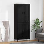vidaXL Highboard 2 pcs Zwart Eiken Bewerkt hout, Verzenden, Nieuw