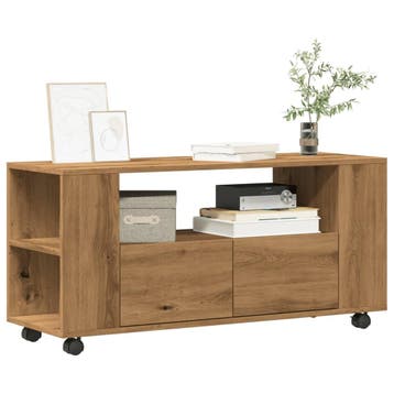 vidaXL Tv-meubel met wielen 102x34,5x43 cm hout artisanaal, Huis en Inrichting, Verzenden, Nieuw