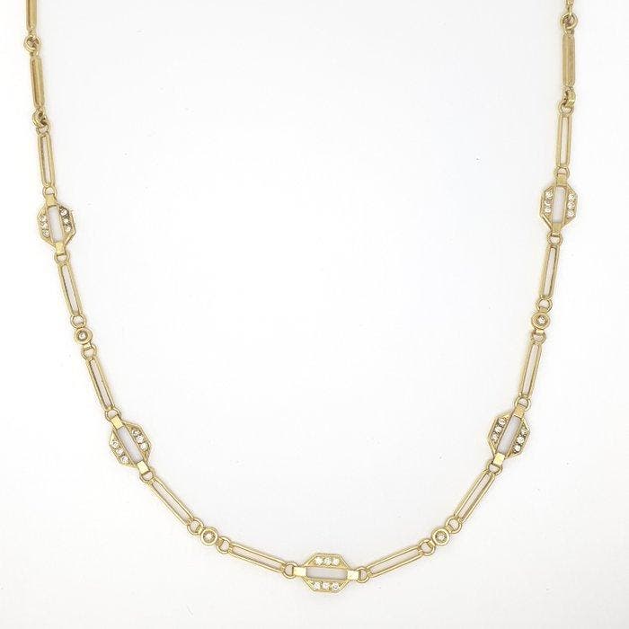 Halsketting - 18 karaat Geel goud - 0.53ct. tw. Diamant, Bijoux, Sacs & Beauté, Colliers