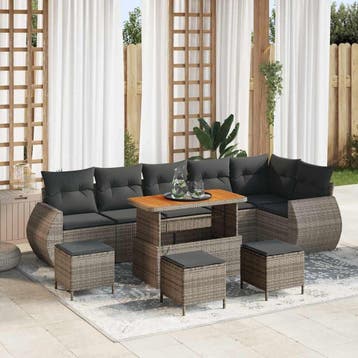 vidaXL Tuinbank Set 10 st 10-Aantal zitplaatsen Grijs Poly, Tuin en Terras, Verzenden, Nieuw