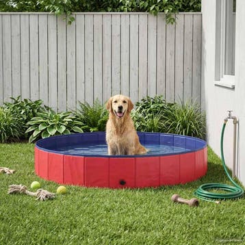 vidaXL Honden zwembad Ø200 x 30 cm Dik PVC Rood, Verzenden, Nieuw