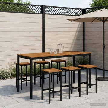 vidaXL Tuin Bar Tafel NAARDEN Naturel en Zwart 196 x 80,5 x, Tuin en Terras, Verzenden, Nieuw