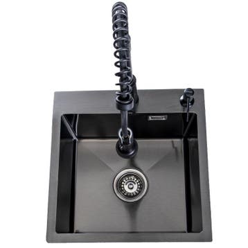 Lendo Online Évier Inox Anthracite 44×44 Robinet Extractible, Maison & Meubles