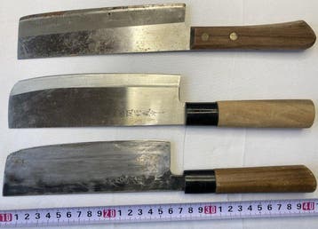 Set van 3 Japanse keukenmessen – gesigneerde lemmetten –