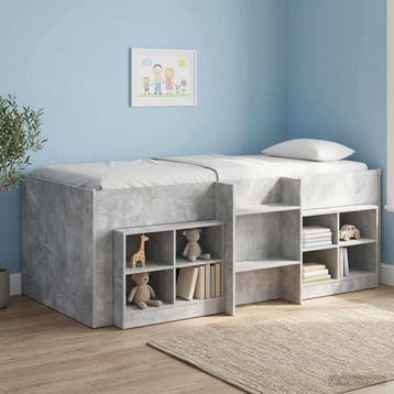vidaXL Kinderhoogslaper Betongrijs 80 x 200 cm Bewerkt hout, Verzenden