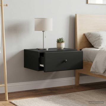 vidaXL Muurbevestigde Nachttafel 2 st Zwart 49 x 34,5 x 20, Verzenden