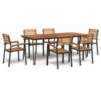 vidaXL 7-delige Tuinset massief acaciahout en metaal, Tuin en Terras, Tuinsets en Loungesets, Verzenden, Nieuw, Tuinset