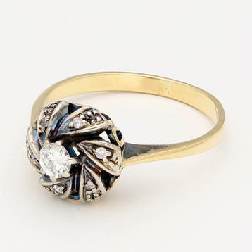 Bague - 14 carats Or jaune Diamant (Naturelle)