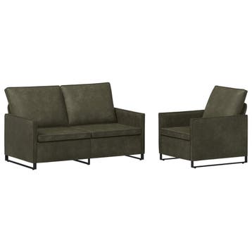 vidaXL bank / zetelstel 2 pcs Leger Groen Kunstsuède stof, Verzenden