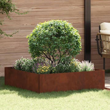 vidaXL Gazonrand 100 x 100 x 35 cm Staal Roestig, Verzenden