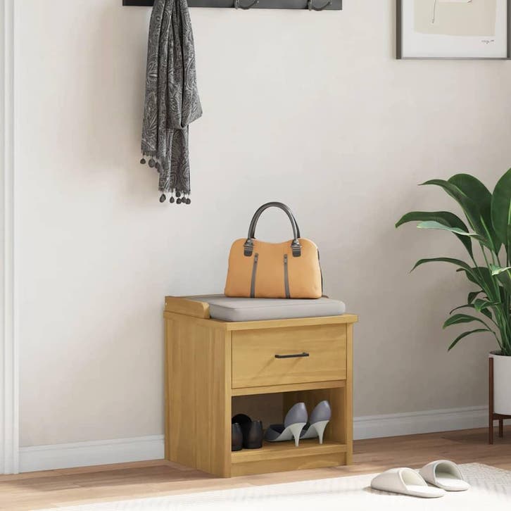 vidaXL Gangbankje SANDNES 45x40x50 cm massief grenenhout, Huis en Inrichting, Overige Huis en Inrichting, Nieuw, Verzenden
