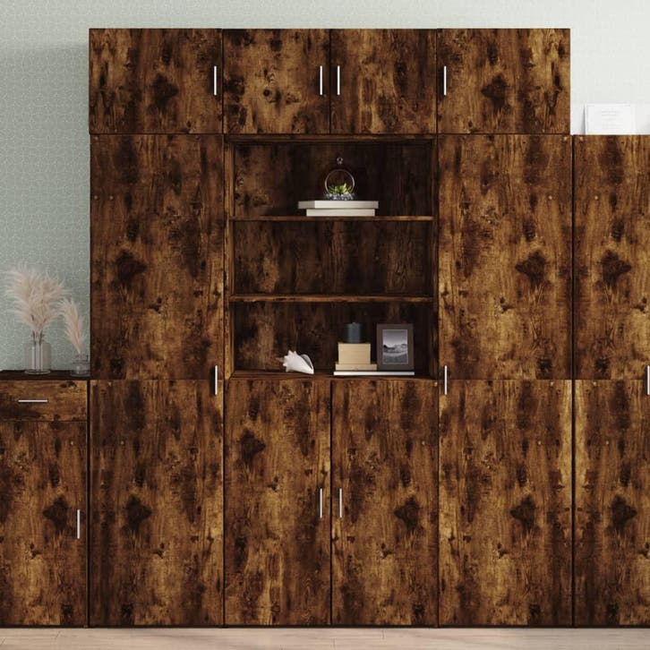 vidaXL Opbergkast 80x42,5x225 cm bewerkt hout gerookt, Huis en Inrichting, Kasten | Dressoirs, Nieuw, Verzenden