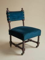 Stoel - Louis III Kinderstoel - 19e eeuw - Hout, Fluweel,