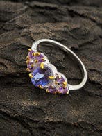 Hemelse amethist ring – paarse edelsteenclusterontwerp – 925