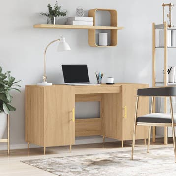 vidaXL Bureau 140x50x75 cm bewerkt hout sonoma eikenkleurig, Verzenden