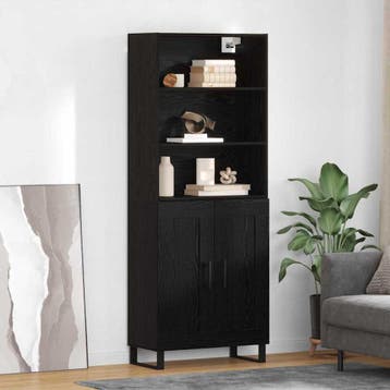 vidaXL Highboard 2 st Zwart Eiken 69,5 x 34 x 180 cm, Verzenden, Nieuw