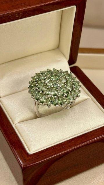 Zonder minimumprijs - Ring Zilver - 6.09ct. tw. Apatiet, Handtassen en Accessoires, Ringen, Nieuw