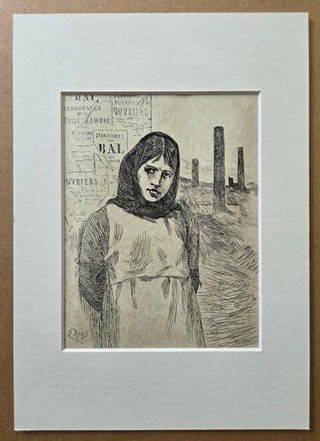 Félicien Rops (1833-1898) - La Greve. Portret jonge vrouw.