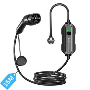 EV4U Mobiele Thuislader Type 2 - 15 meter - 6A-16A - IP67, Ophalen of Verzenden, Nieuw, Laadkabel