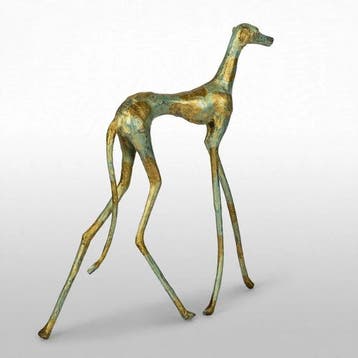 Abdoulaye Derme - Sculpture, Lévrier stylisé en bronze - 33