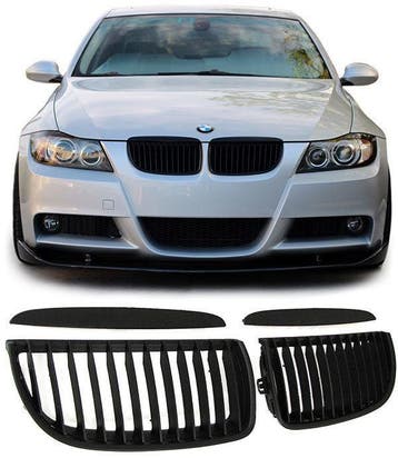 Mat Zwarte Nieren (Gril Set) BMW 3 Serie E90 & E91 B2333
