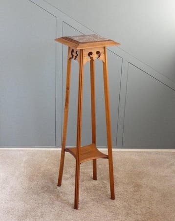 Plantentafel - Hoge Bijzettafel (110 cm) - Hout, Marmer