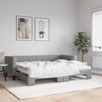 vidaXL Slaapbank onderschuifbed en matrassen 80x200 cm stof, Verzenden, Nieuw