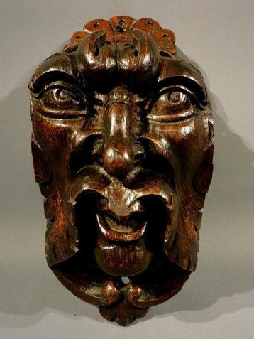 sculptuur, Green man - 18e eeuw - 36.5 cm - Eik