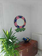 K. Line - Spiegel - Hout, Glas - Spiegel met bloemmotief,, Antiek en Kunst