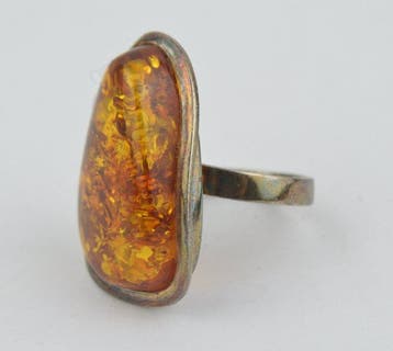 Barnsteen - 925 zilver Baltische grote reus barnsteen